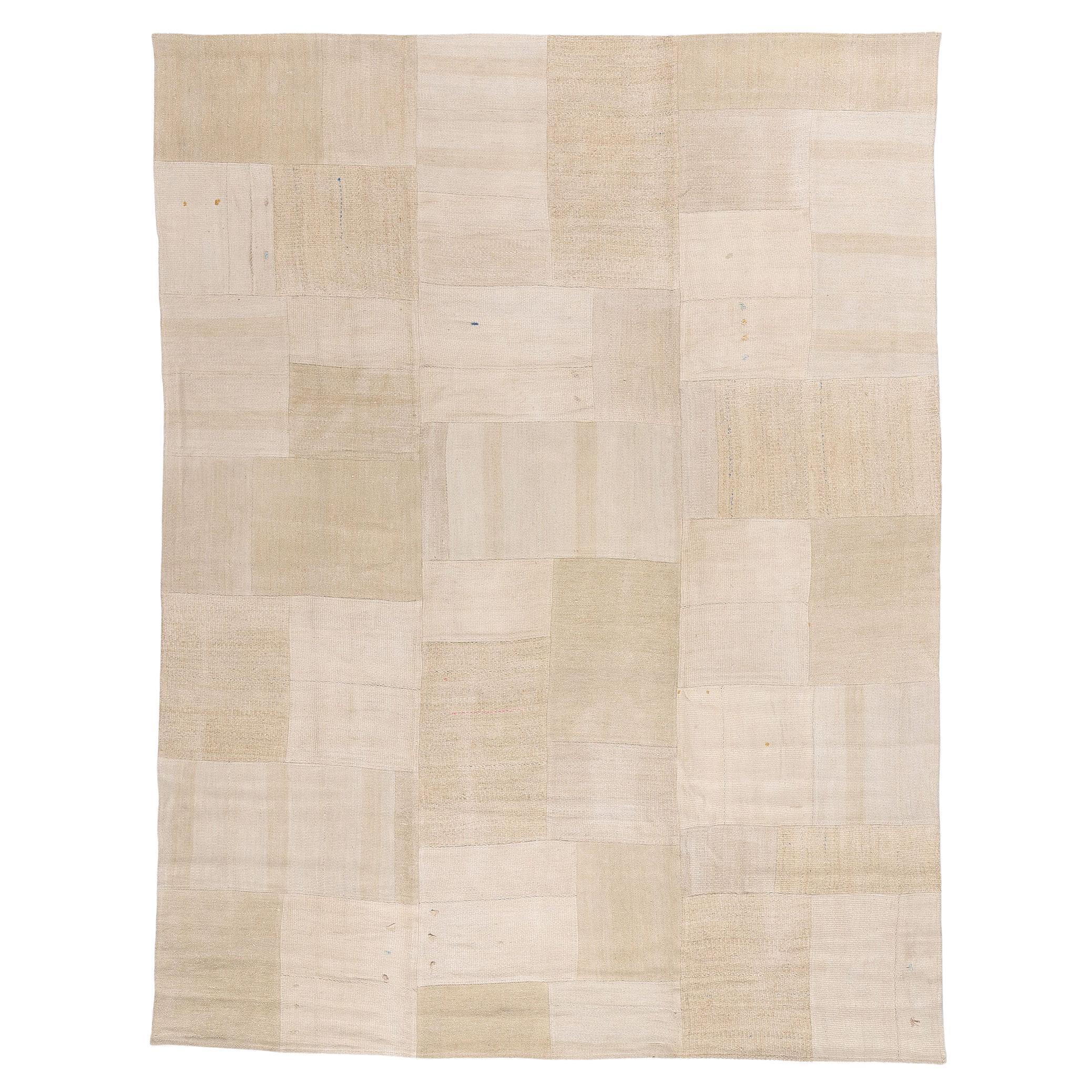 1960's Turkish Patchwork Kilim Rug with Modern Style