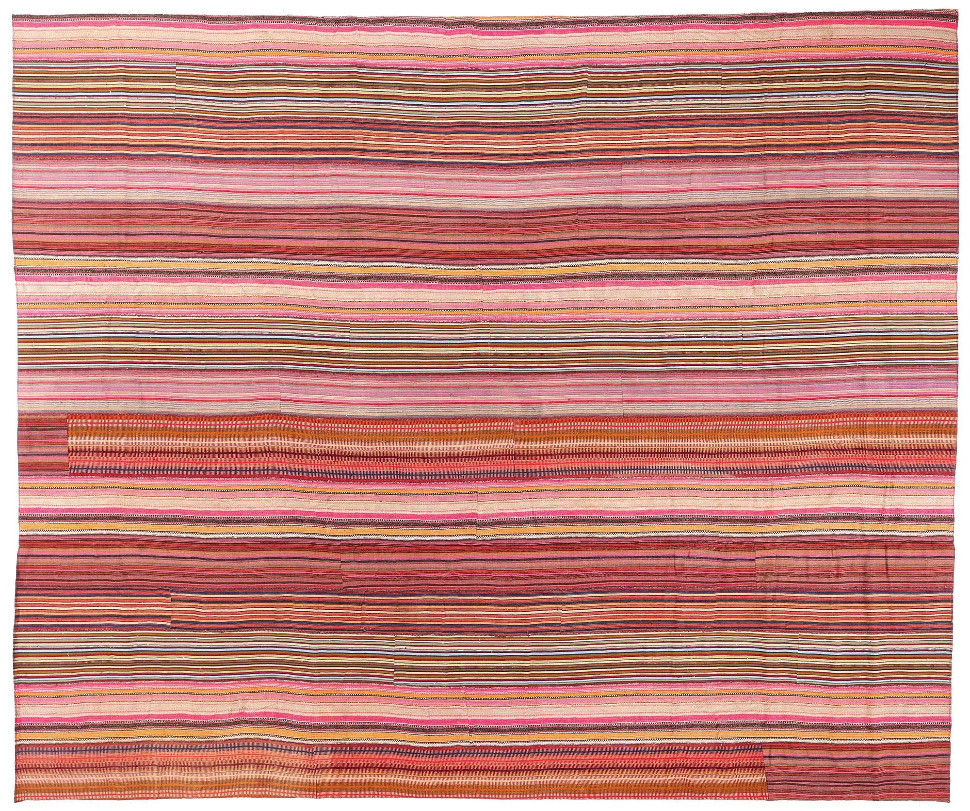 1960's Turkish Striped Kilim Rug with Modern Rustic Cabin Style 8