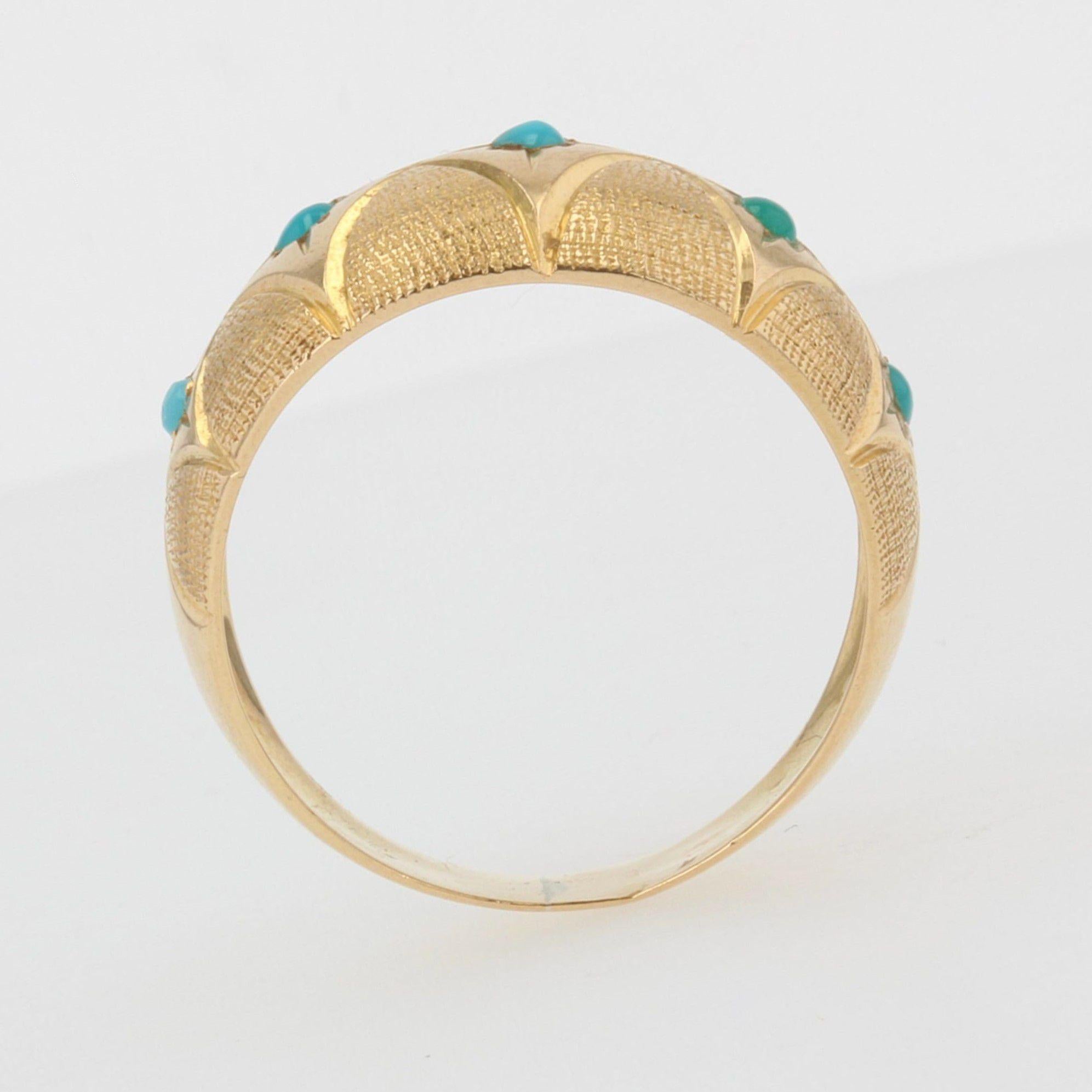 1960s Turquoise 18 Karat Yellow Gold Domed Ring 5