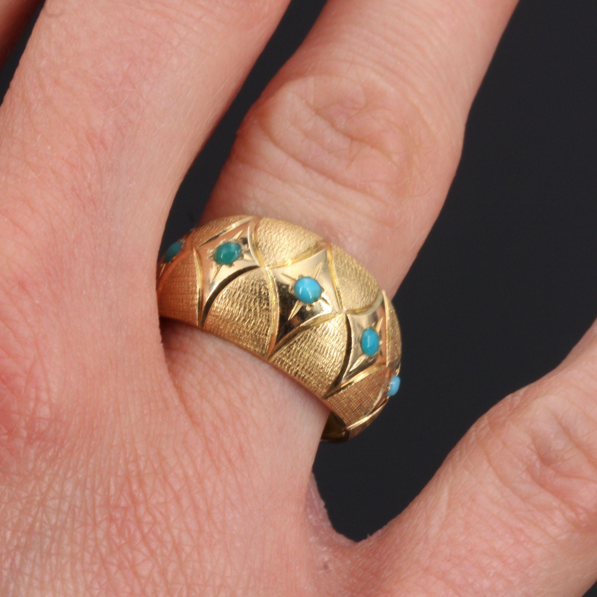 Women's 1960s Turquoise 18 Karat Yellow Gold Domed Ring