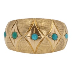 1960s Turquoise 18 Karat Yellow Gold Domed Ring