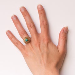 1960s Turquoise 18 Karat Rose Gold Pyramide Ring