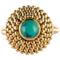 1960s Turquoise 18 Karat Rose Gold Pyramide Ring