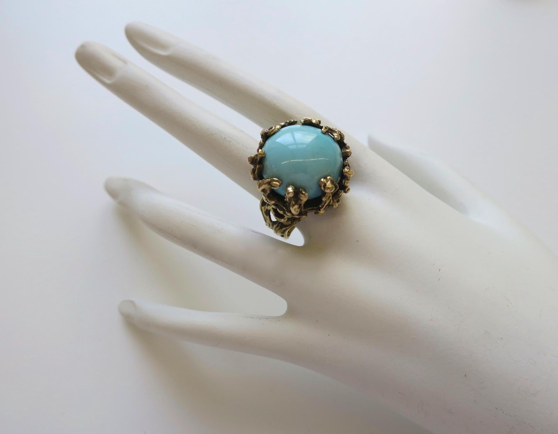 1960s Turquoise and Gold Statement Ring 2