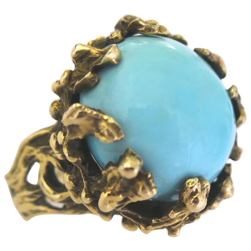 1960s Turquoise and Gold Statement Ring