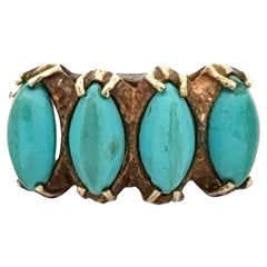 1960's Turquoise Gemstone 18 Karat Yellow Gold Retro Ring
