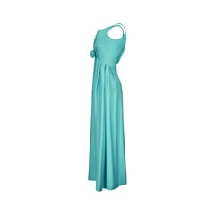 1960s Turquoise Linen and Silk Formal Dress