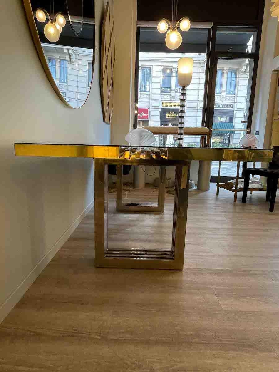 1960s Turri Milano Brass Table With Glass Top For Sale 8