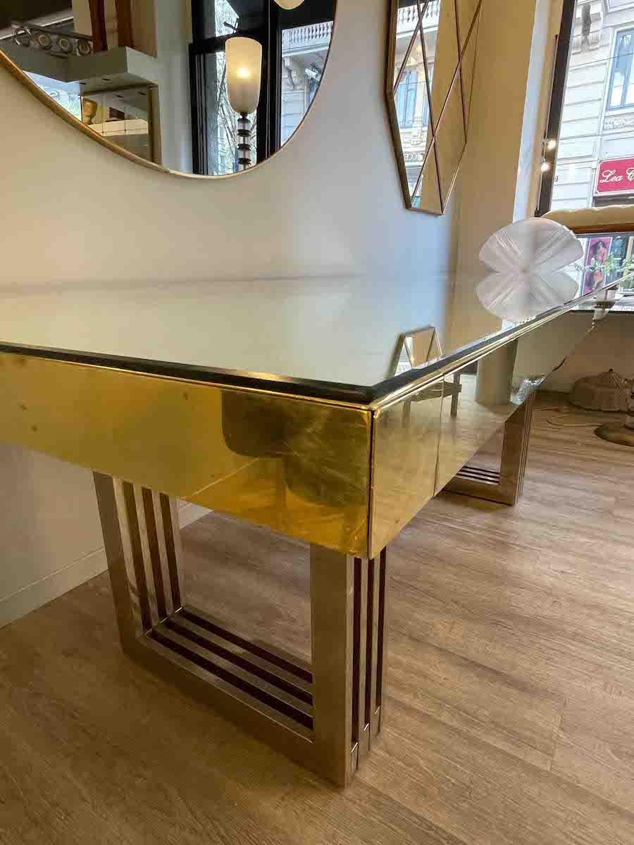 1960s Turri Milano Brass Table With Glass Top For Sale 9