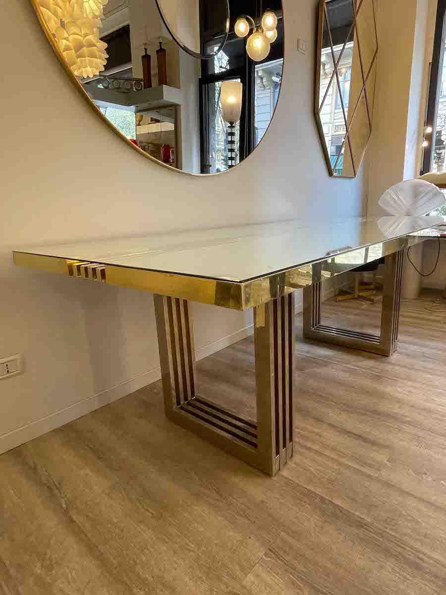 1960s Turri Milano Brass Table With Glass Top For Sale 10
