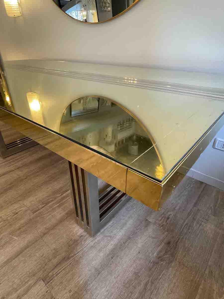 1960s Turri Milano Brass Table With Glass Top For Sale 3