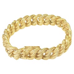 1960s Twisted Gold Chain Bracelet in 14k Yellow Gold