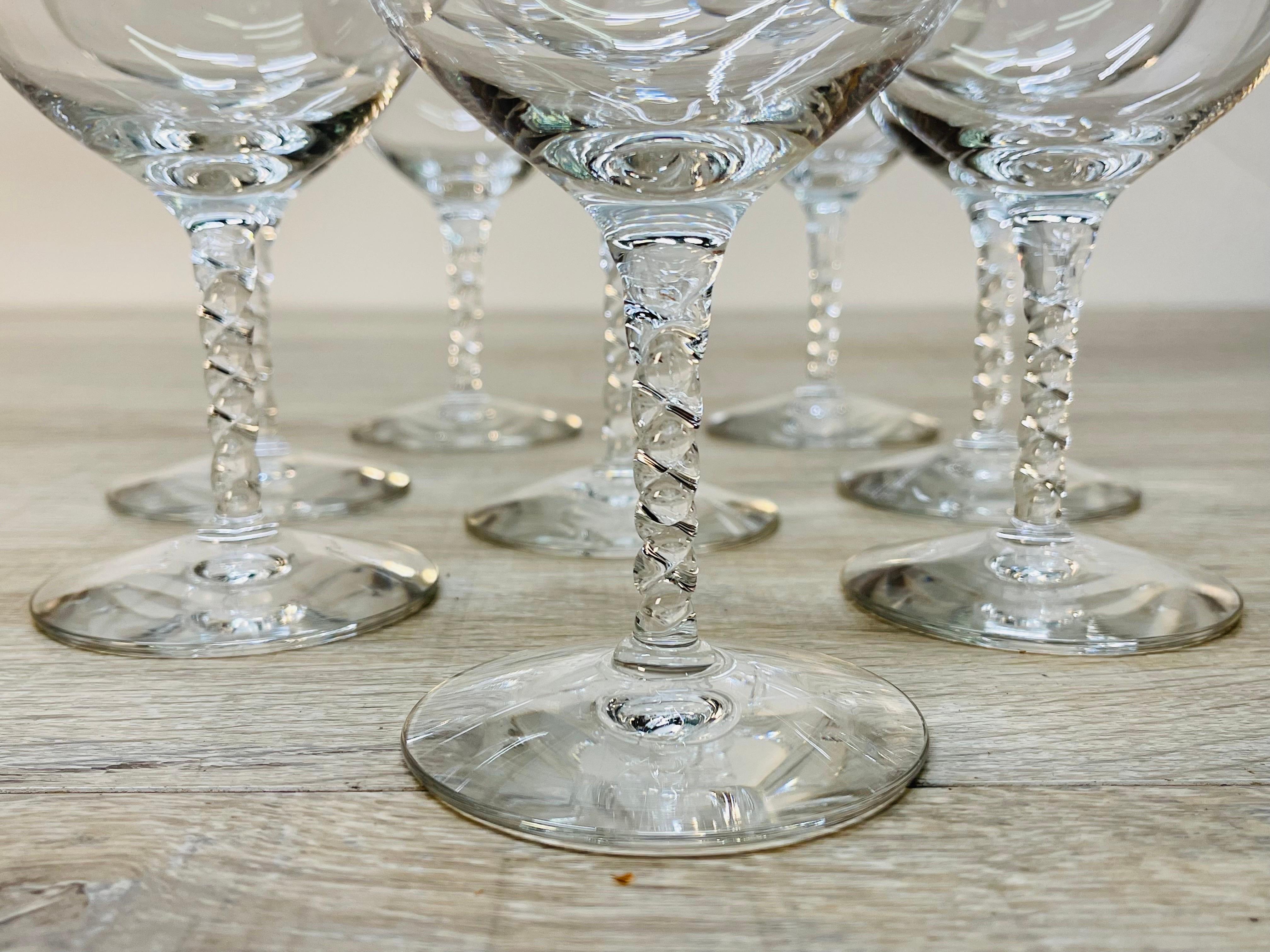 1960s Twisted Stem Glass Coupes, Set of 8 For Sale 2