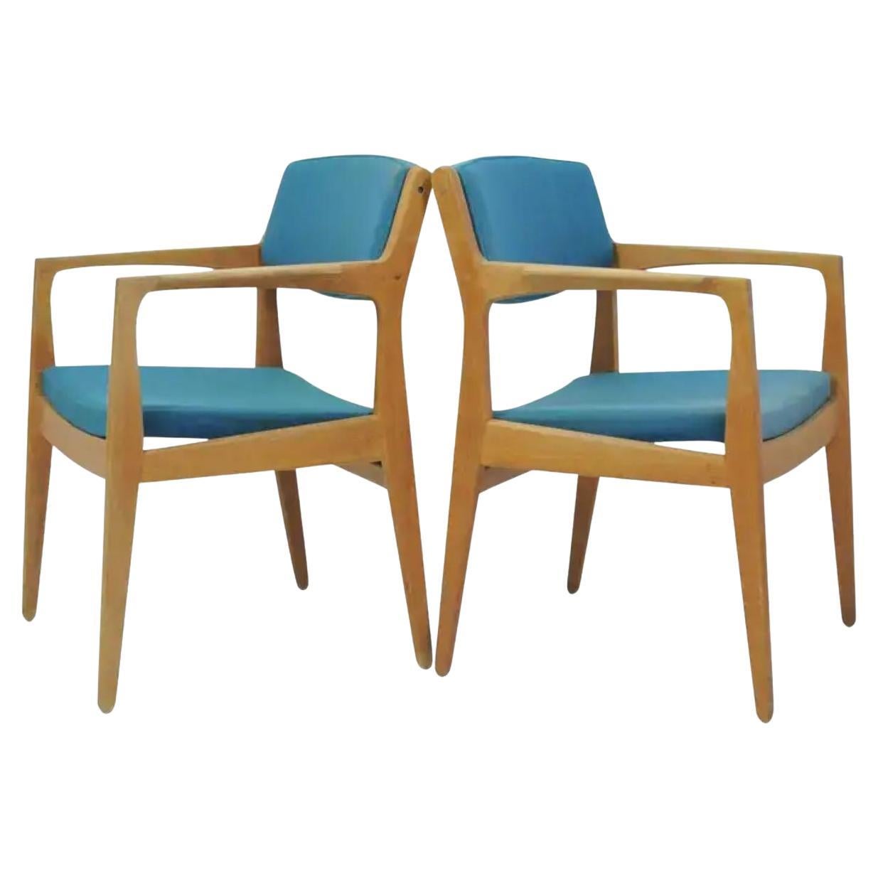 1960's Two Fully Restored Customizable Erik Buch Oak Armchairs by Orum Mobler