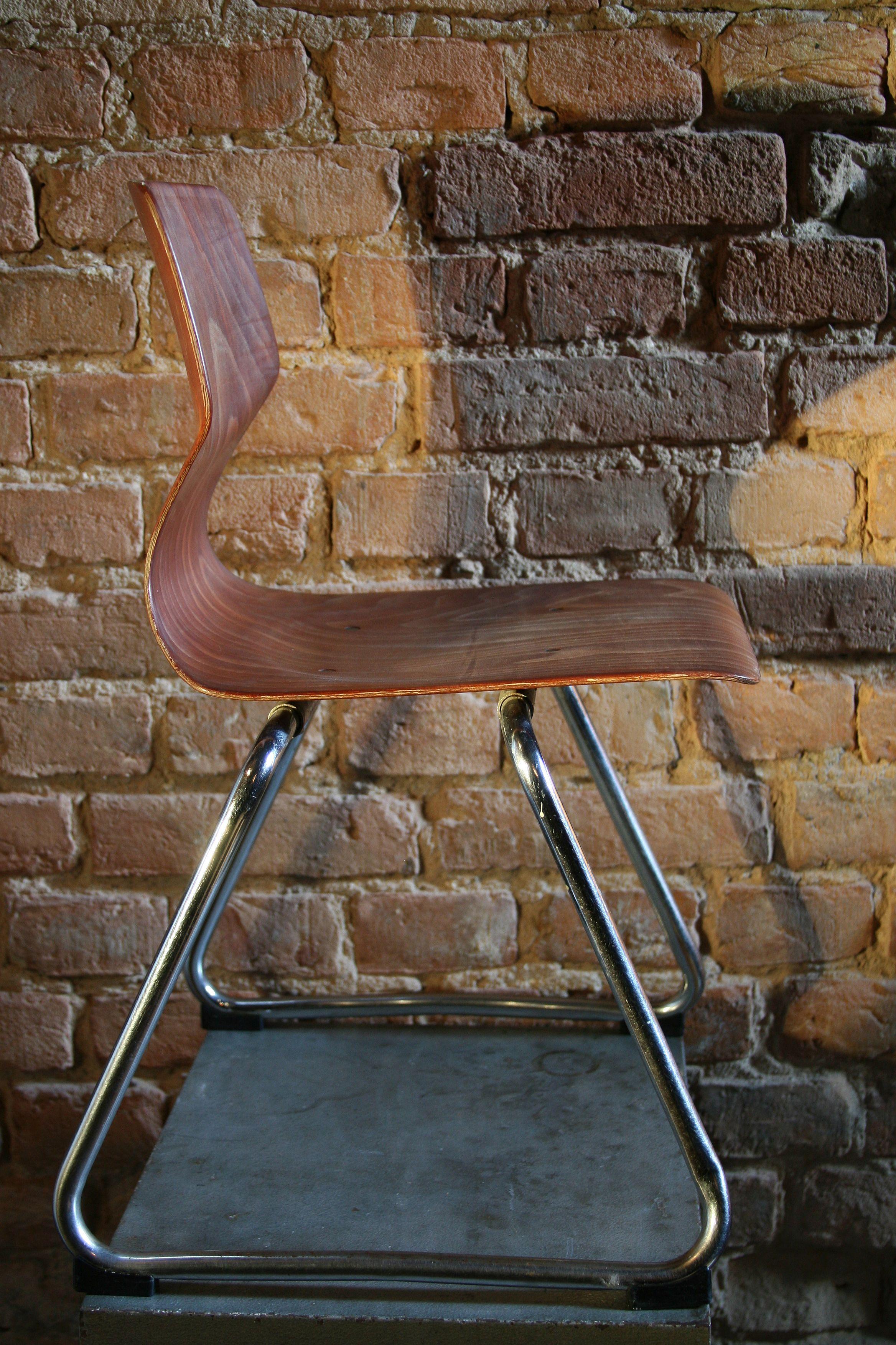 Steel 1960s Two Pieces of Adam Stegner’s Chairs Designed for Elmar Flototto