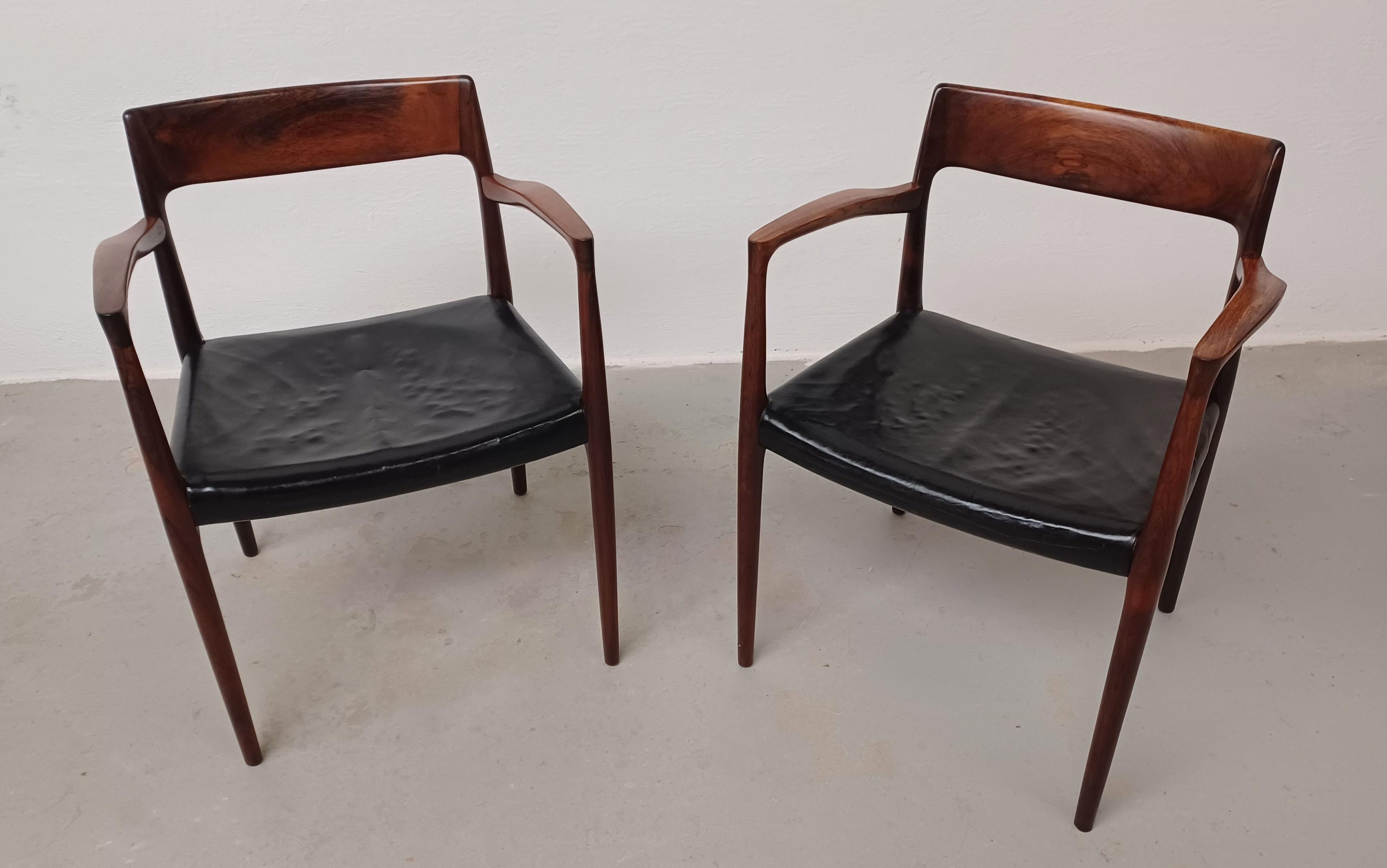 Scandinavian Modern Customizable N. O. Moeller Brazillian Rosewood Armchairs in Excellent Condition