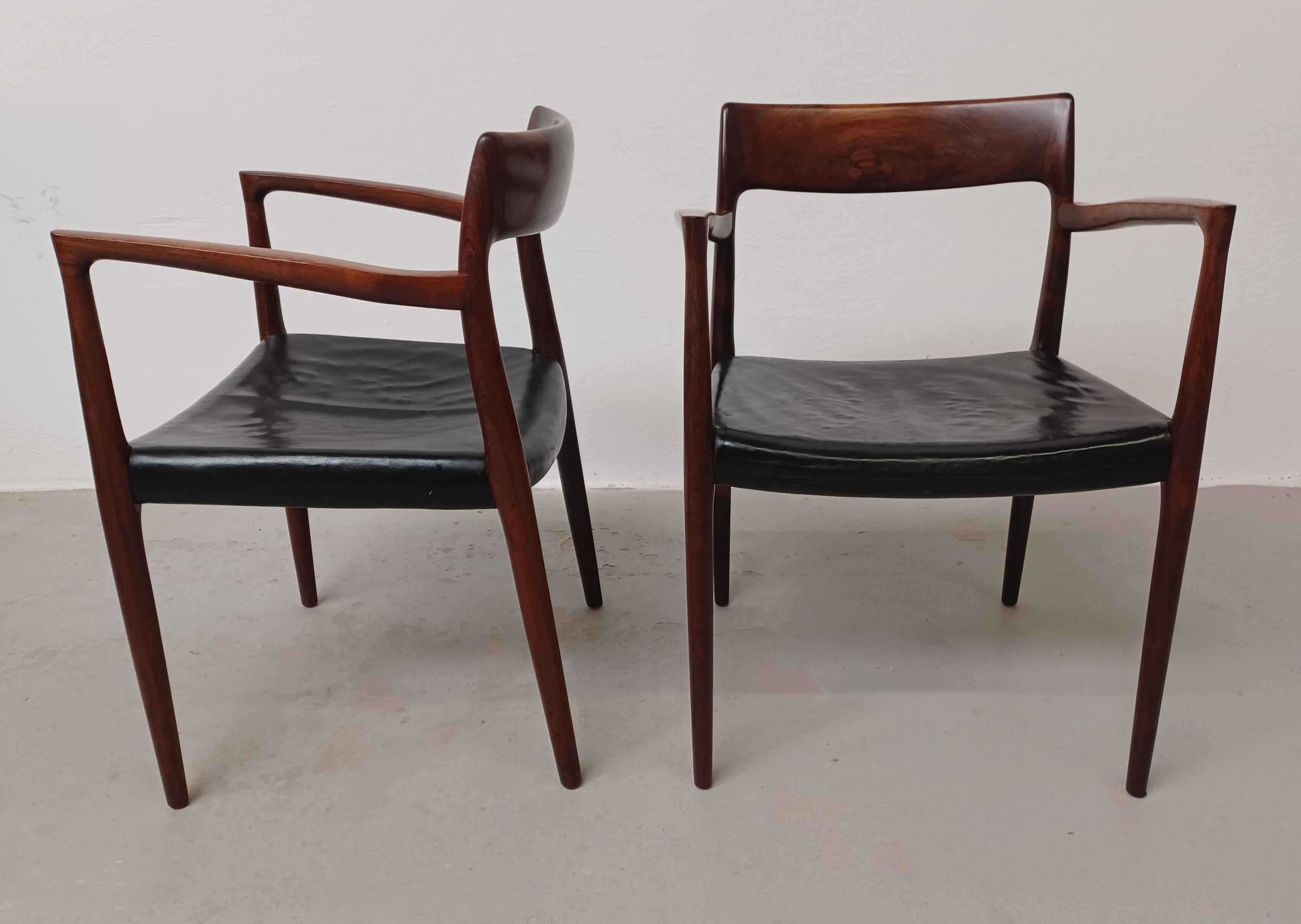 Danish Customizable N. O. Moeller Brazillian Rosewood Armchairs in Excellent Condition