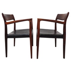 Customizable N. O. Moeller Brazillian Rosewood Armchairs in Excellent Condition