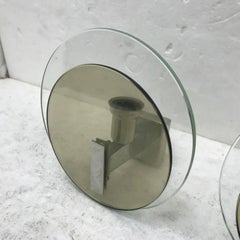 1960s Two Space Age Italian Steel and Glass Wall Sconces by Lupi Cristal Luxor