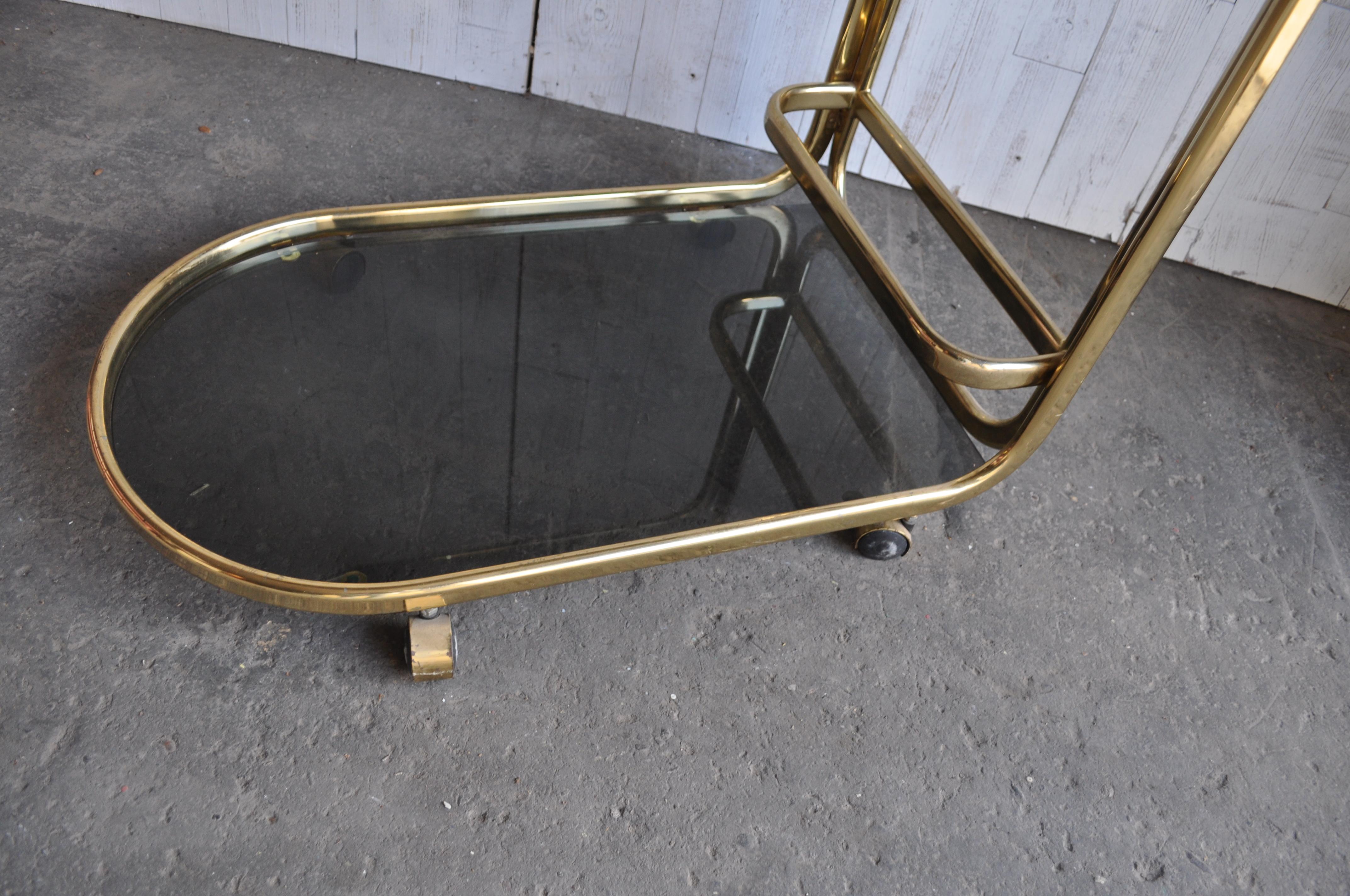 1960s Two-Tier Brass French Bar Cart (Messing) im Angebot