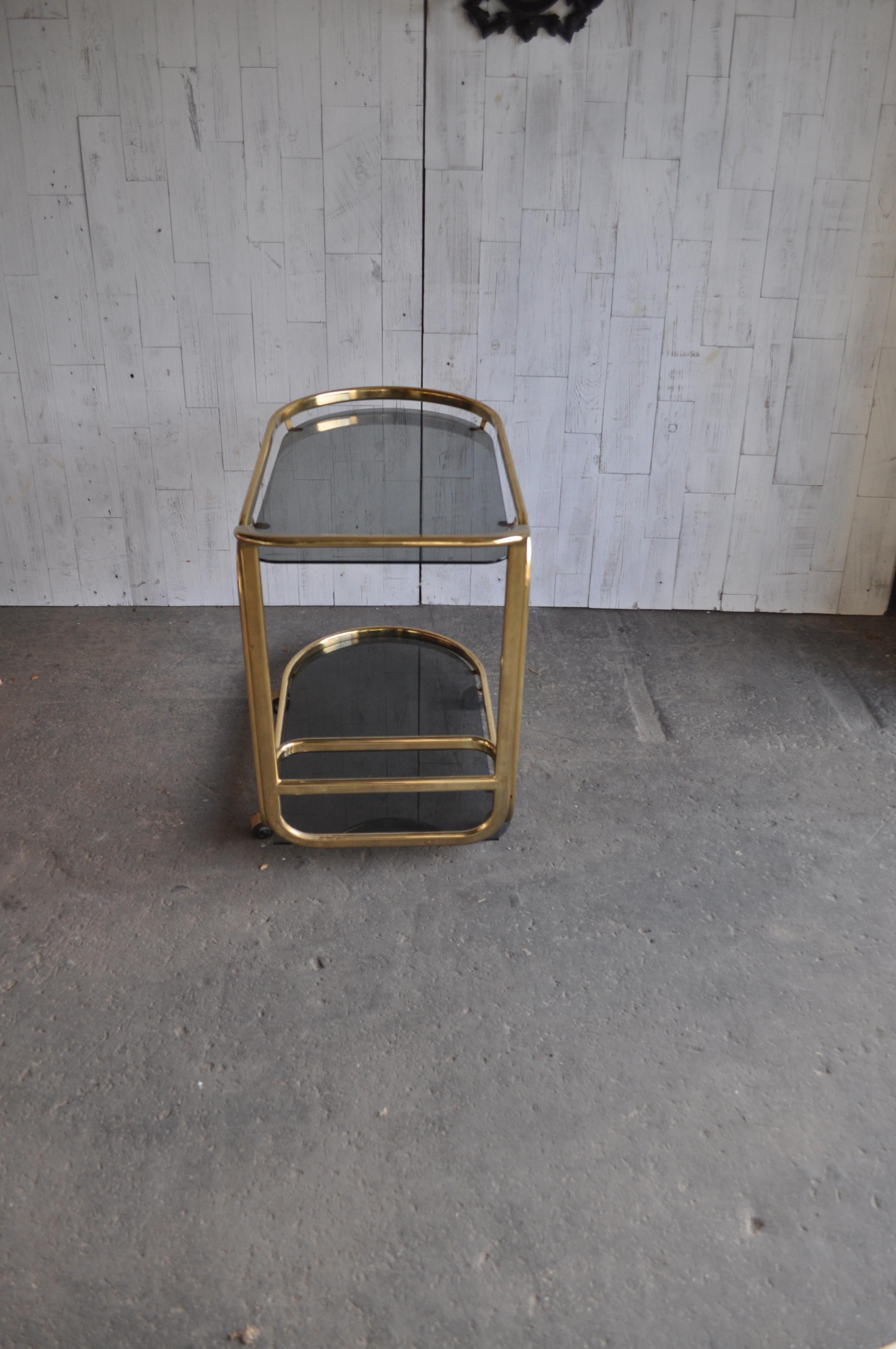 1960s Two-Tier Brass French Bar Cart For Sale 3