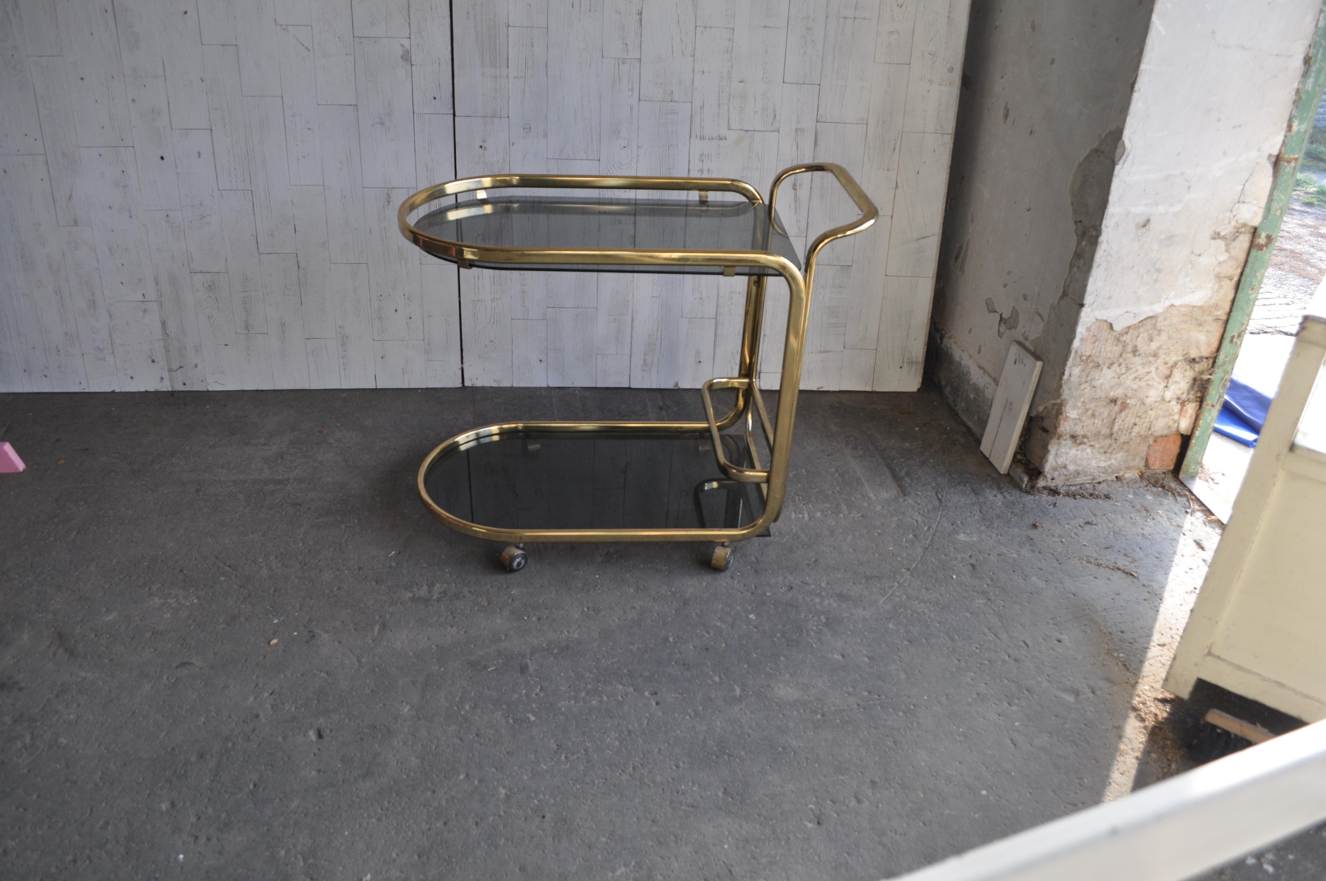 1960s Two-Tier Brass French Bar Cart im Angebot 2