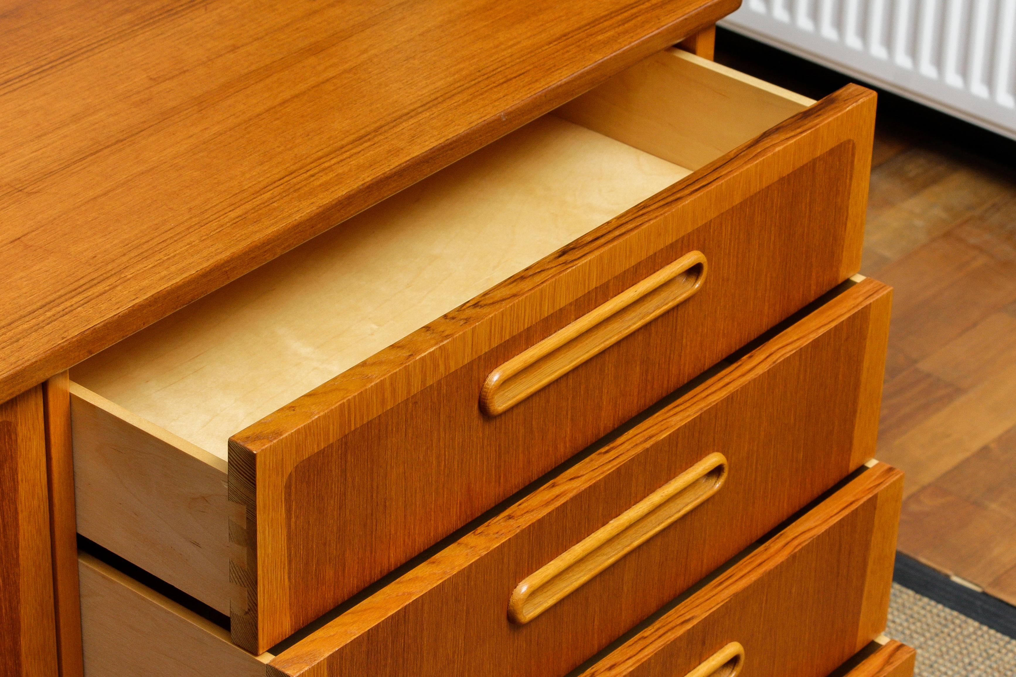 Swedish 1960s, Two-Tone Teak and Oak Scandinavian Credenza Sideboard