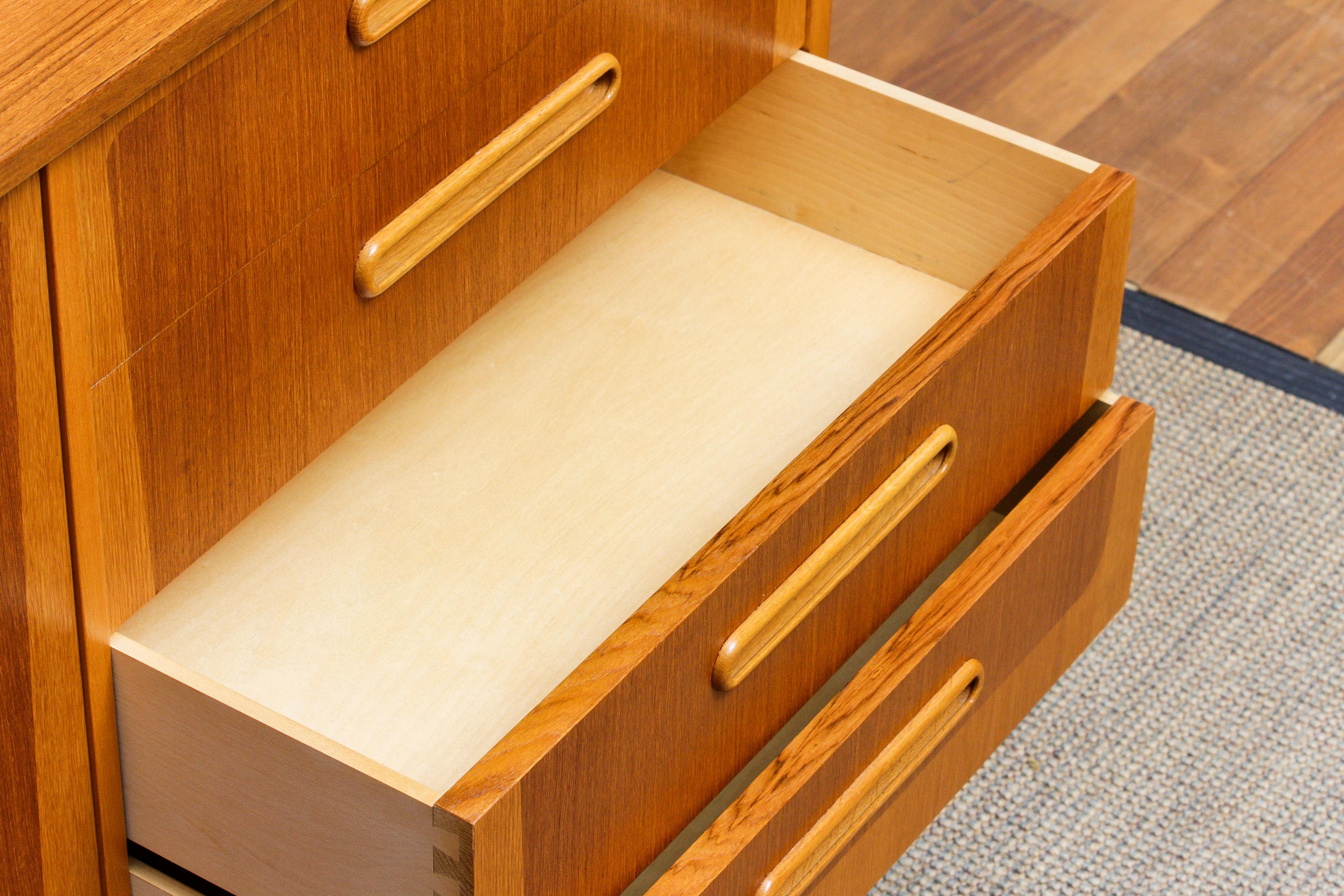 Mid-20th Century 1960s, Two-Tone Teak and Oak Scandinavian Credenza Sideboard