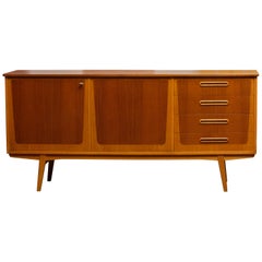 1960s, Two-Tone Teak and Oak Scandinavian Credenza Sideboard