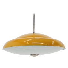 1960s UFO Yellow Pendant Light, Czechoslovakia
