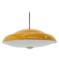 1960s UFO Yellow Pendant Light, Czechoslovakia