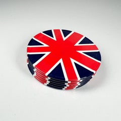 1960s UK Vintage British Bar Coasters Union Jack Set of Six
