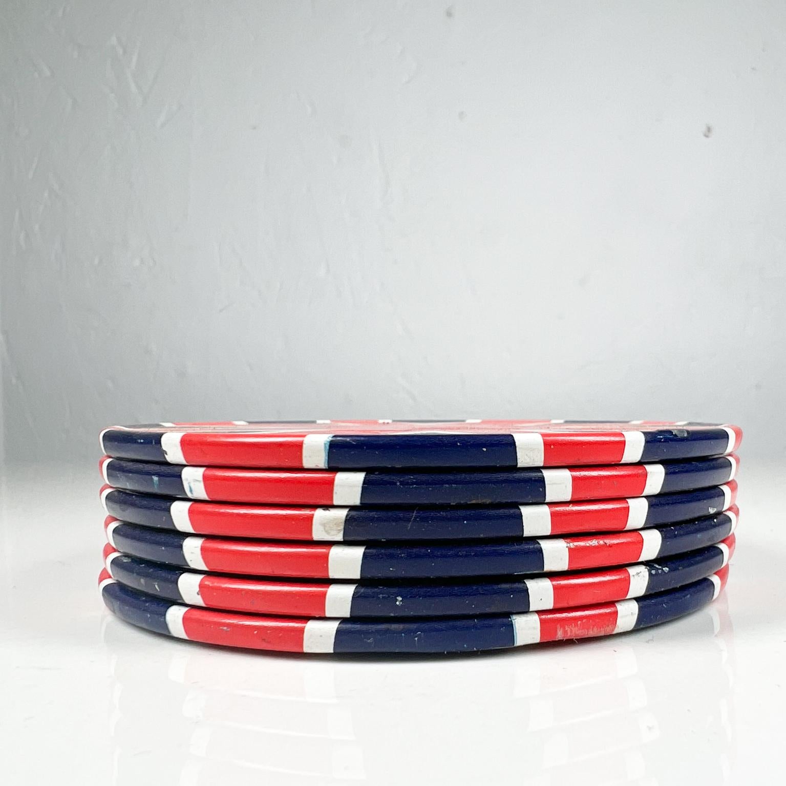 1960s UK Vintage British Bar Coasters Union Jack Set of Six In Good Condition In Chula Vista, CA