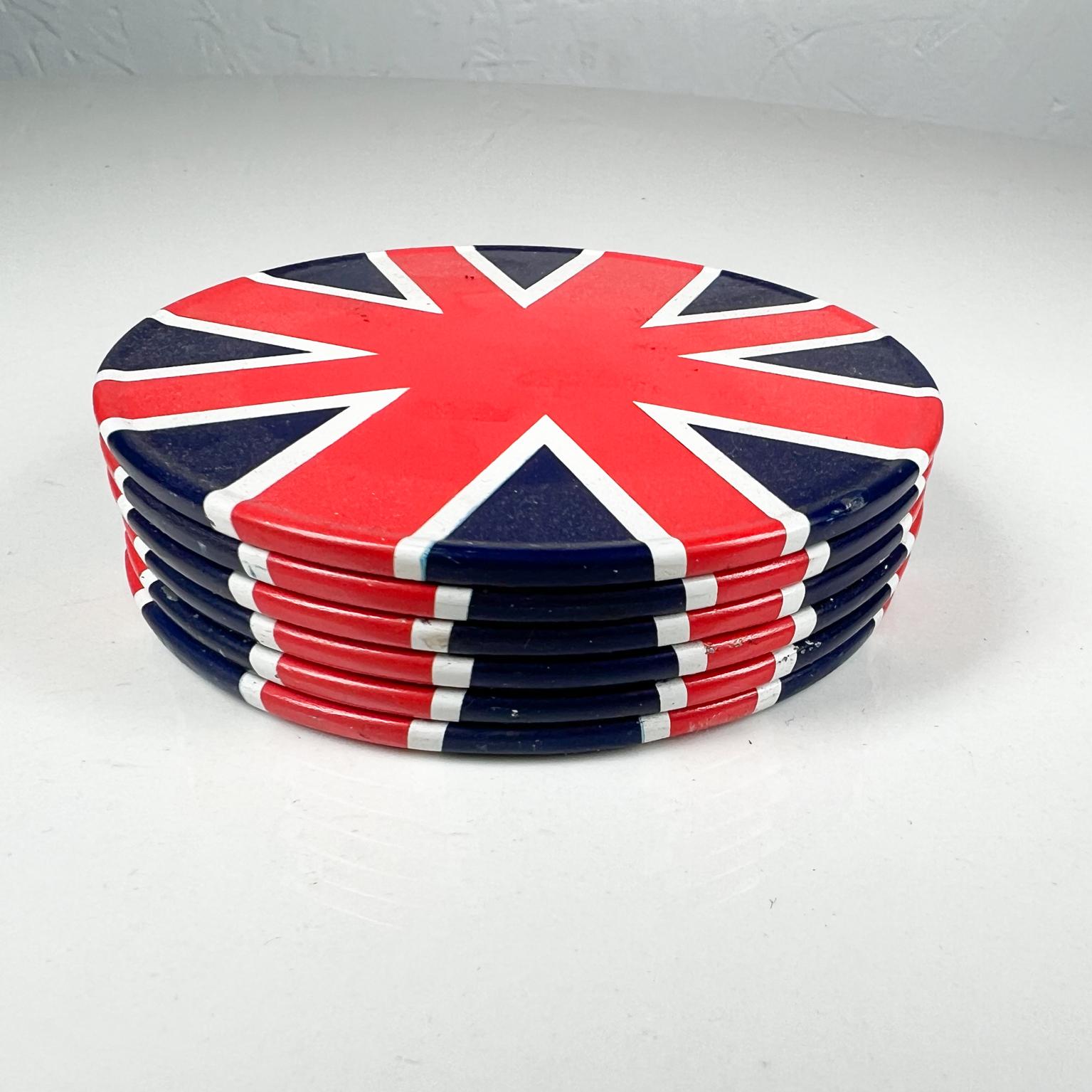 1960s UK Vintage British Bar Coasters Union Jack Set of Six