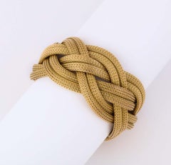 1960's Ultra Wide Twisted and Braided Flexible Gold Mesh Bracelet