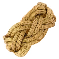1960's Ultra Wide Twisted and Braided Flexible Gold Mesh Bracelet