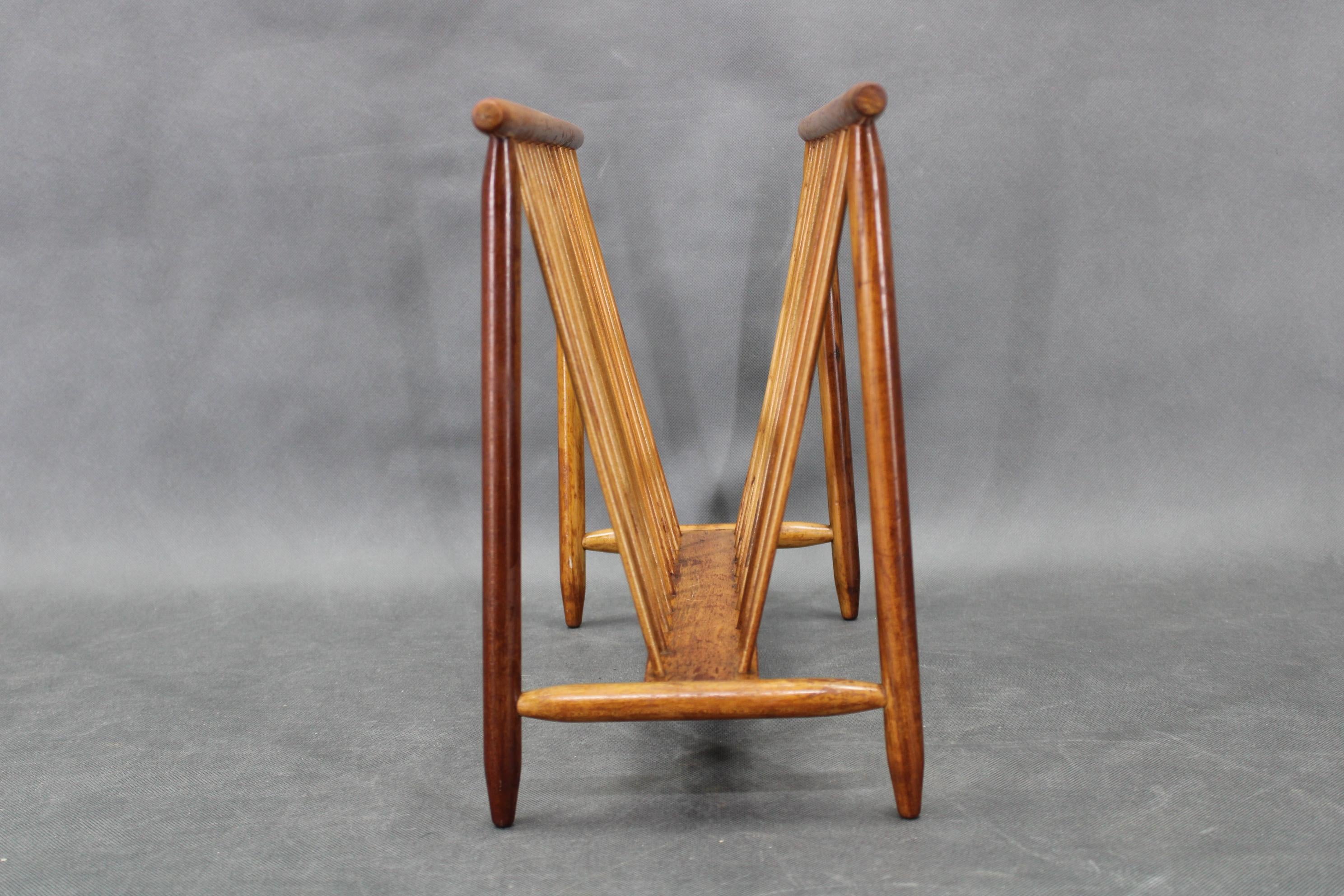 Mid-Century Modern 1960s ULUV Solid Beech Magazine Stand, Czechoslovakia For Sale