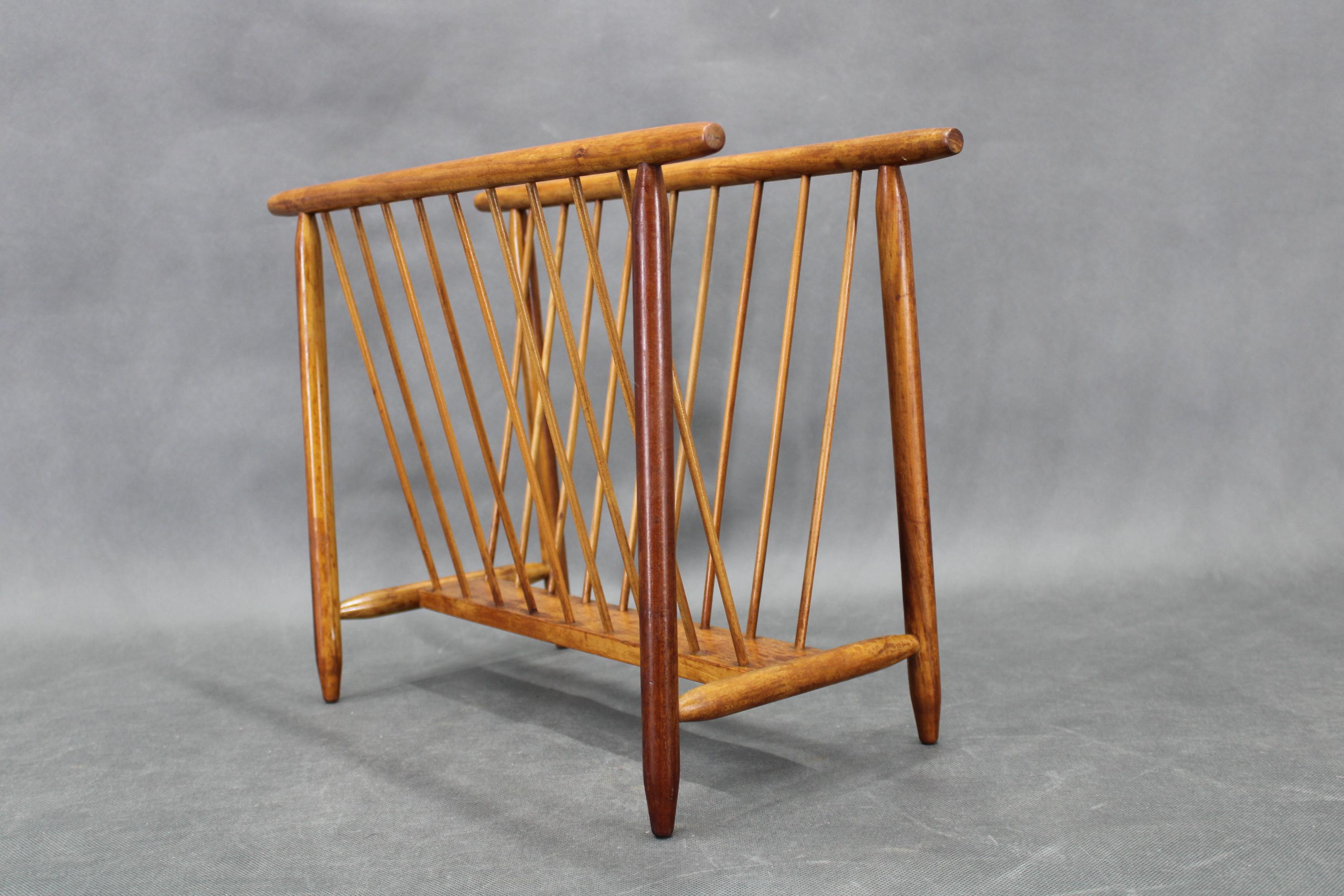 Oiled 1960s ULUV Solid Beech Magazine Stand, Czechoslovakia For Sale