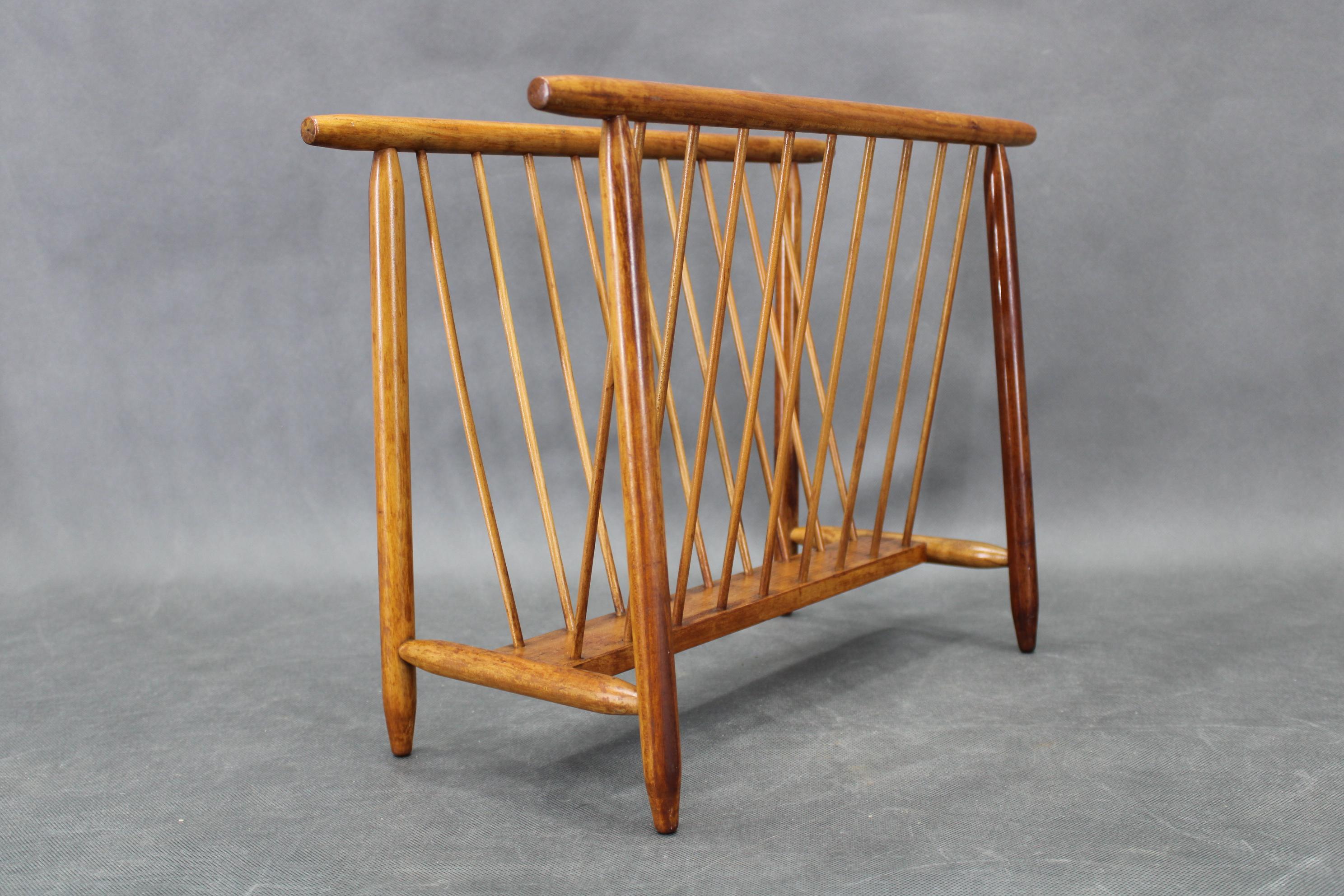 Mid-20th Century 1960s ULUV Solid Beech Magazine Stand, Czechoslovakia For Sale