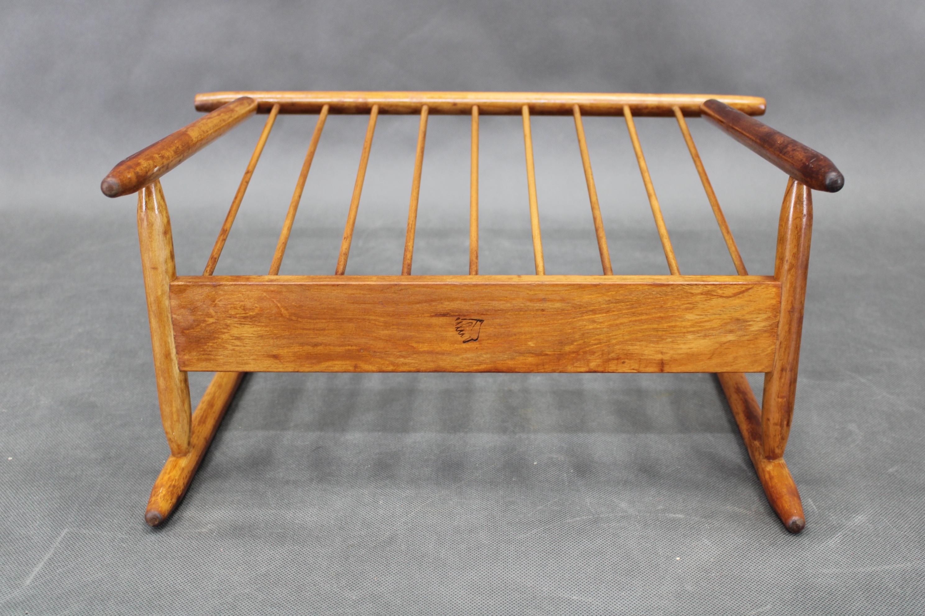 Wood 1960s ULUV Solid Beech Magazine Stand, Czechoslovakia For Sale