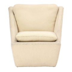 1960s Unattributed Sculptural Lounge Chair in Original Corduroy Upholstery