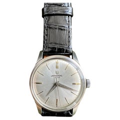 Vintage & Rare Universal Geneva White Face Circa 1960 Classic Dress Watch
