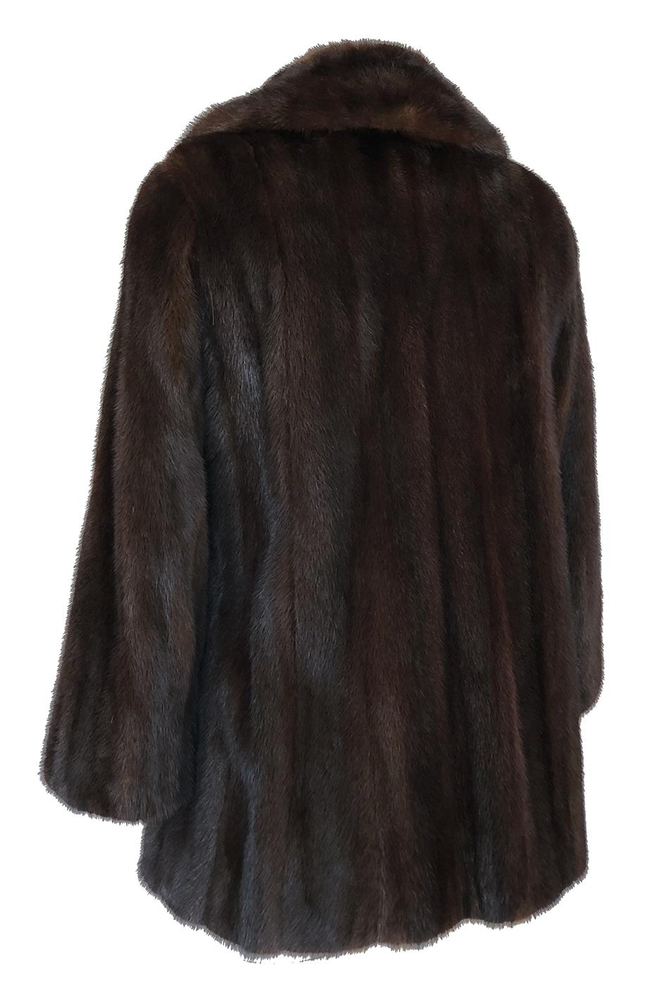 Women's 1960s Unlabeled Pierre Cardin Deep Chocolate Fur Pea Jacket or Coat