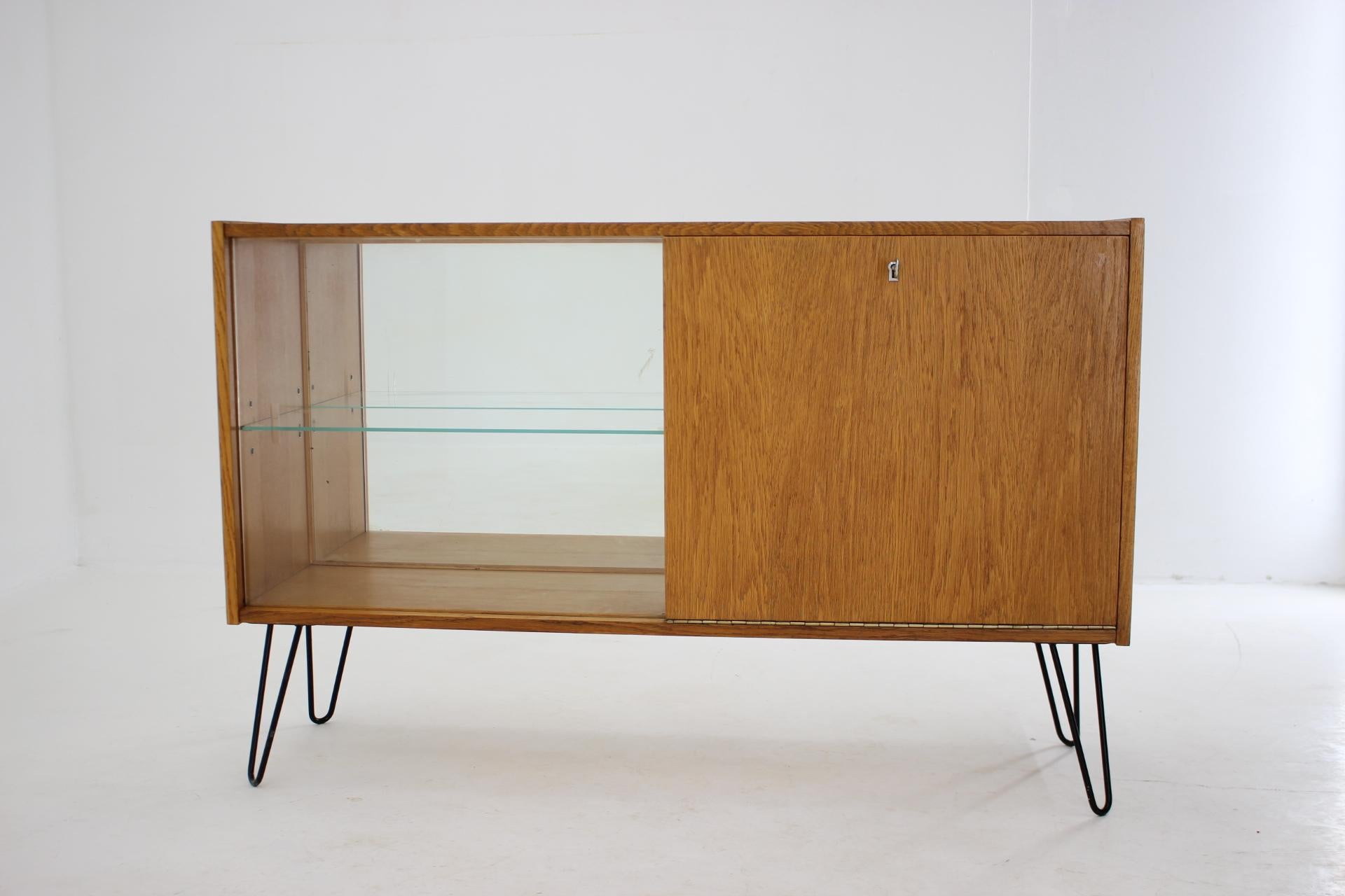 1960s Upcycled Oak and Glass Cabinet, Czechoslovakia 1
