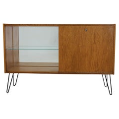 1960s Upcycled Oak and Glass Cabinet, Czechoslovakia