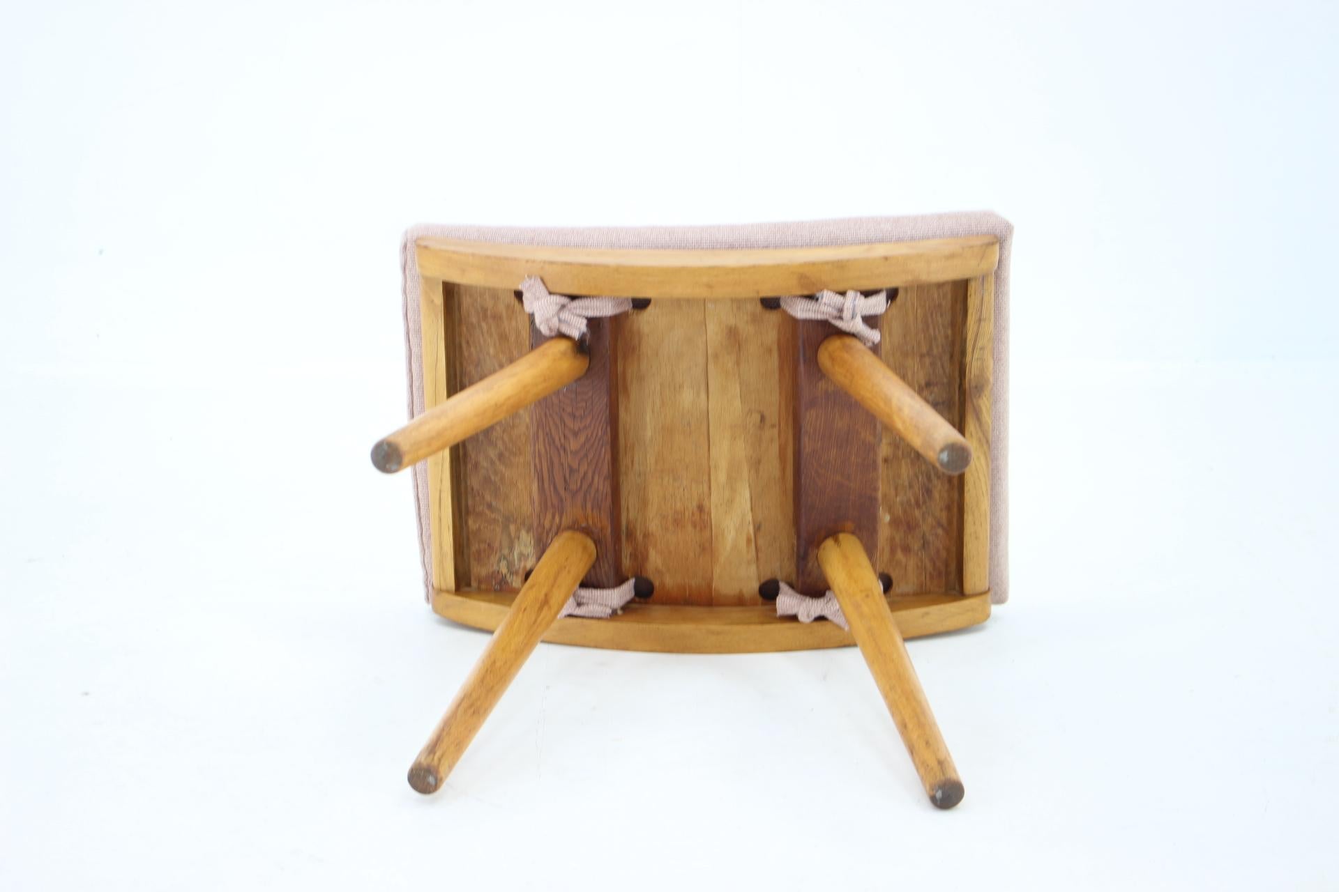 1960s Upholstered Ash Stool, Czechoslovakia For Sale 4