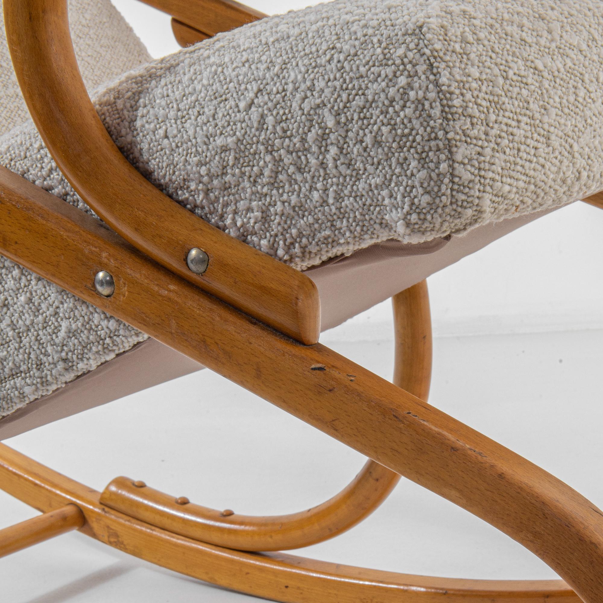 1960s Upholstered Bentwood Rocking Chair by TON 6