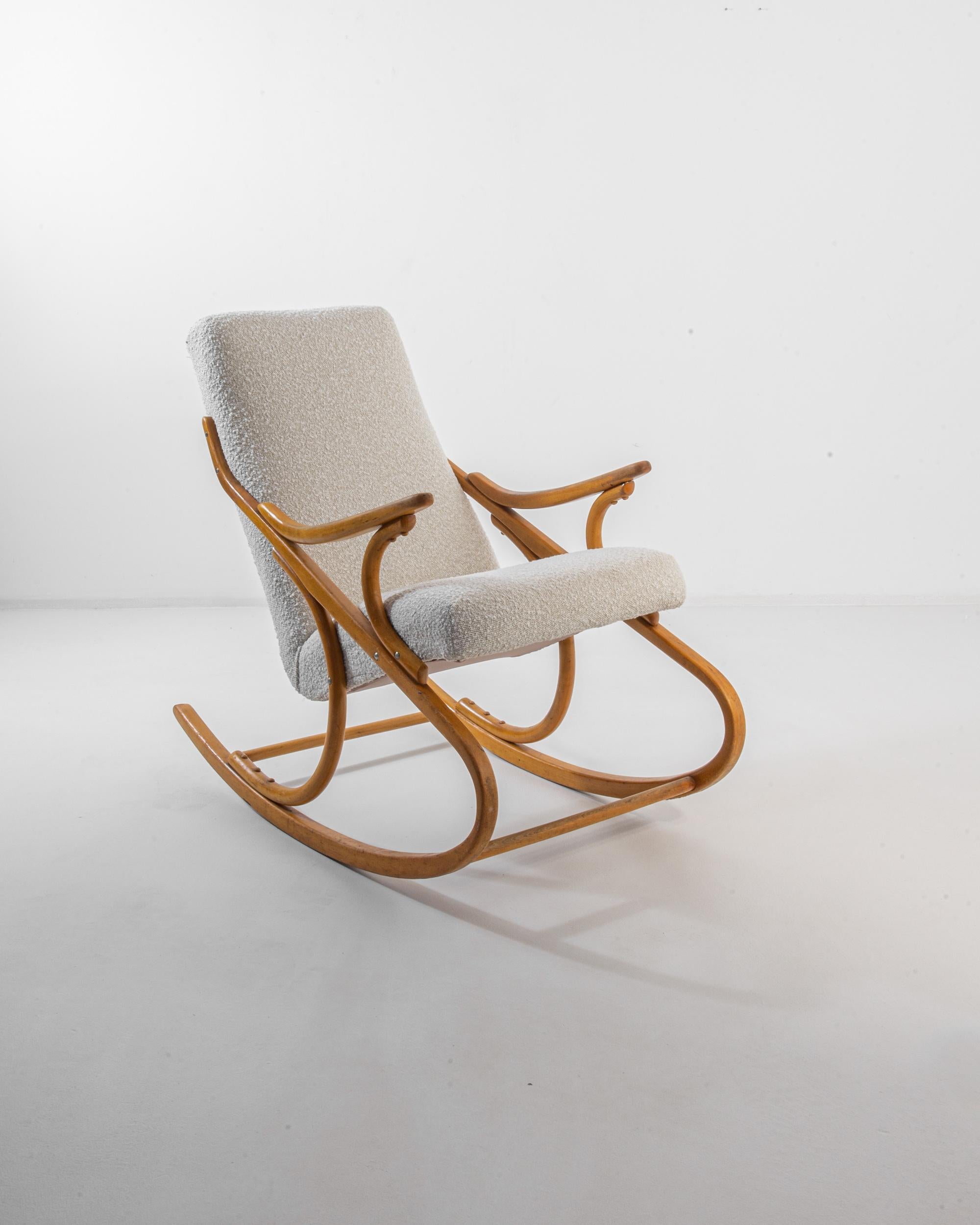 Mid-Century Modern 1960s Upholstered Bentwood Rocking Chair by TON