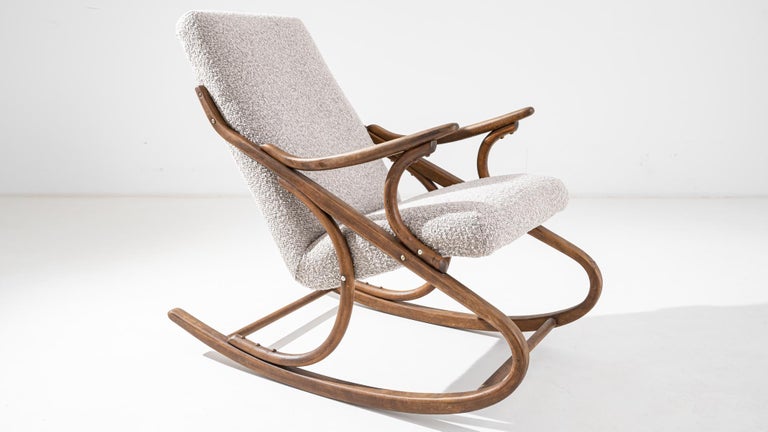 1960s Upholstered Bentwood Rocking Chair by TON For Sale at 1stDibs | hojdacie  kreslo ton