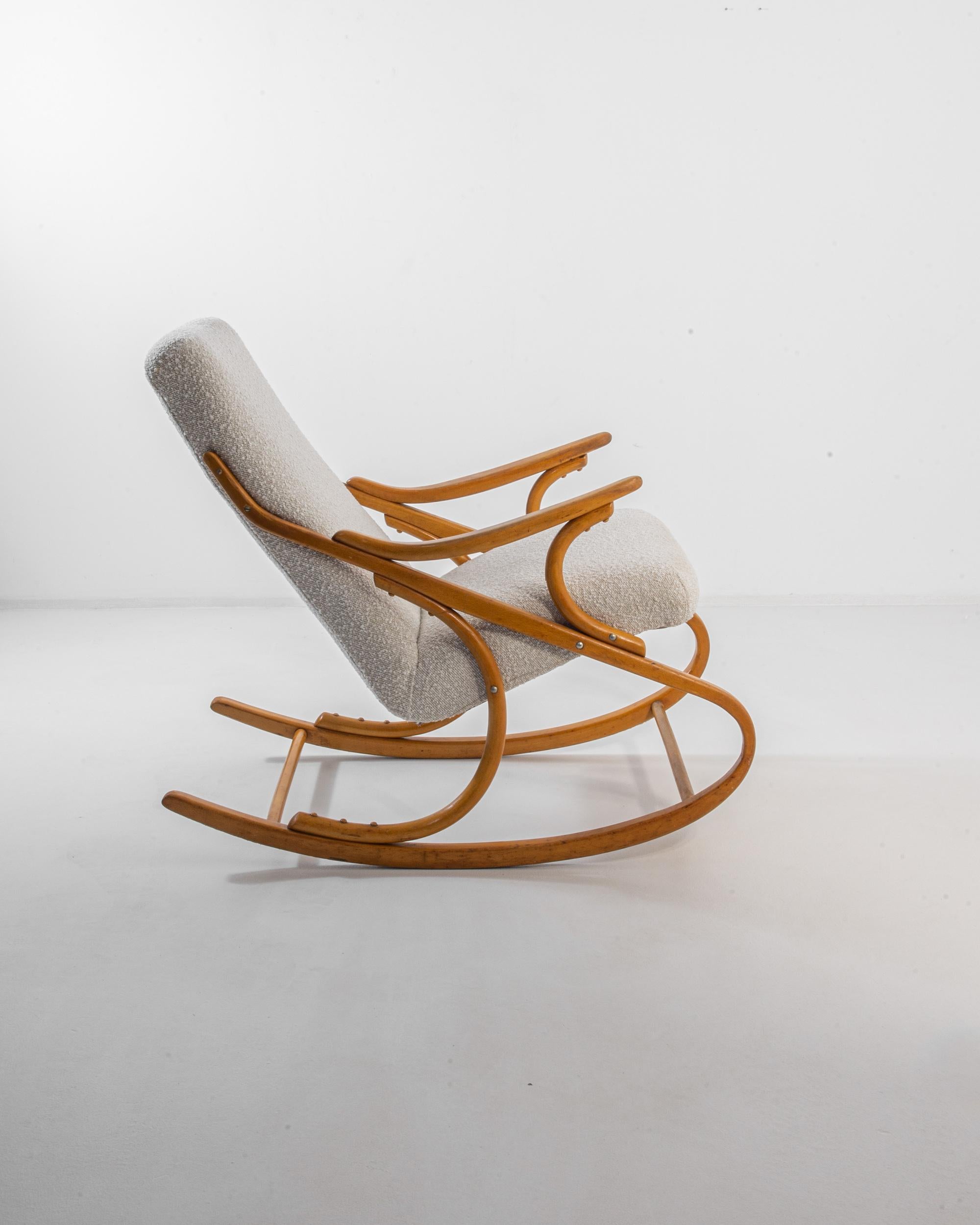 Czech 1960s Upholstered Bentwood Rocking Chair by TON